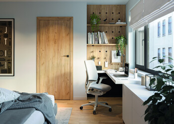 Moderne Binnendeur met Houtstructuur Laminaat Afwerking